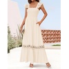 image:imageZESICA Womens Lace Strap Sleeveless Square Neck Smocked Flowy Maxi DressApricot
