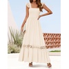 image:imageZESICA Womens Lace Strap Sleeveless Square Neck Smocked Flowy Maxi DressApricot