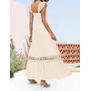 image:imageZESICA Womens Lace Strap Sleeveless Square Neck Smocked Flowy Maxi DressApricot