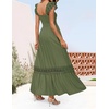 image:imageZESICA Womens Lace Strap Sleeveless Square Neck Smocked Flowy Maxi DressArmygreen