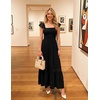 image:imageZESICA Womens Lace Strap Sleeveless Square Neck Smocked Flowy Maxi DressBlack