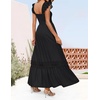 image:imageZESICA Womens Lace Strap Sleeveless Square Neck Smocked Flowy Maxi DressBlack