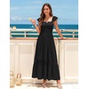 image:imageZESICA Womens Lace Strap Sleeveless Square Neck Smocked Flowy Maxi DressBlack