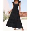 image:imageZESICA Womens Lace Strap Sleeveless Square Neck Smocked Flowy Maxi DressBlack