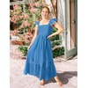 image:imageZESICA Womens Lace Strap Sleeveless Square Neck Smocked Flowy Maxi DressCobaltblue