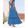 image:imageZESICA Womens Lace Strap Sleeveless Square Neck Smocked Flowy Maxi DressCobaltblue