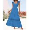 image:imageZESICA Womens Lace Strap Sleeveless Square Neck Smocked Flowy Maxi DressCobaltblue