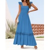 image:imageZESICA Womens Lace Strap Sleeveless Square Neck Smocked Flowy Maxi DressCobaltblue