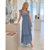 image:imageZESICA Womens Lace Strap Sleeveless Square Neck Smocked Flowy Maxi DressDustyblue