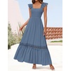 image:imageZESICA Womens Lace Strap Sleeveless Square Neck Smocked Flowy Maxi DressDustyblue