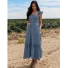 image:imageZESICA Womens Lace Strap Sleeveless Square Neck Smocked Flowy Maxi DressDustyblue