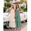 image:imageZESICA Womens Lace Strap Sleeveless Square Neck Smocked Flowy Maxi DressGreen