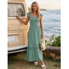 image:imageZESICA Womens Lace Strap Sleeveless Square Neck Smocked Flowy Maxi DressGreen
