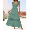 image:imageZESICA Womens Lace Strap Sleeveless Square Neck Smocked Flowy Maxi DressGreen