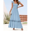 image:imageZESICA Womens Lace Strap Sleeveless Square Neck Smocked Flowy Maxi DressLightblue