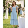 image:imageZESICA Womens Lace Strap Sleeveless Square Neck Smocked Flowy Maxi DressLightblue