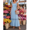image:imageZESICA Womens Lace Strap Sleeveless Square Neck Smocked Flowy Maxi DressLightblue