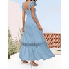 image:imageZESICA Womens Lace Strap Sleeveless Square Neck Smocked Flowy Maxi DressLightblue