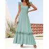 image:imageZESICA Womens Lace Strap Sleeveless Square Neck Smocked Flowy Maxi DressLightgreen