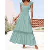 image:imageZESICA Womens Lace Strap Sleeveless Square Neck Smocked Flowy Maxi DressLightgreen