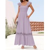 image:imageZESICA Womens Lace Strap Sleeveless Square Neck Smocked Flowy Maxi DressLightpurple