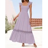 image:imageZESICA Womens Lace Strap Sleeveless Square Neck Smocked Flowy Maxi DressLightpurple