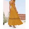 image:imageZESICA Womens Lace Strap Sleeveless Square Neck Smocked Flowy Maxi DressMustard
