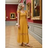 image:imageZESICA Womens Lace Strap Sleeveless Square Neck Smocked Flowy Maxi DressMustard