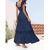 image:imageZESICA Womens Lace Strap Sleeveless Square Neck Smocked Flowy Maxi DressNavy