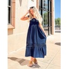 image:imageZESICA Womens Lace Strap Sleeveless Square Neck Smocked Flowy Maxi DressNavy