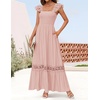 image:imageZESICA Womens Lace Strap Sleeveless Square Neck Smocked Flowy Maxi DressPink