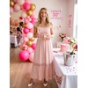 image:imageZESICA Womens Lace Strap Sleeveless Square Neck Smocked Flowy Maxi DressPink