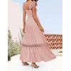 image:imageZESICA Womens Lace Strap Sleeveless Square Neck Smocked Flowy Maxi DressPink