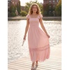 image:imageZESICA Womens Lace Strap Sleeveless Square Neck Smocked Flowy Maxi DressPink