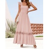 image:imageZESICA Womens Lace Strap Sleeveless Square Neck Smocked Flowy Maxi DressPink