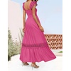 image:imageZESICA Womens Lace Strap Sleeveless Square Neck Smocked Flowy Maxi DressRose