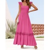 image:imageZESICA Womens Lace Strap Sleeveless Square Neck Smocked Flowy Maxi DressRose