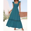 image:imageZESICA Womens Lace Strap Sleeveless Square Neck Smocked Flowy Maxi DressTeal