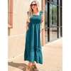 image:imageZESICA Womens Lace Strap Sleeveless Square Neck Smocked Flowy Maxi DressTeal