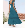 image:imageZESICA Womens Lace Strap Sleeveless Square Neck Smocked Flowy Maxi DressTeal