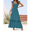 image:imageZESICA Womens Lace Strap Sleeveless Square Neck Smocked Flowy Maxi DressTeal
