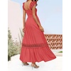 image:imageZESICA Womens Lace Strap Sleeveless Square Neck Smocked Flowy Maxi DressWatermelon