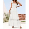 image:imageZESICA Womens Lace Strap Sleeveless Square Neck Smocked Flowy Maxi DressWhite