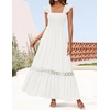 image:imageZESICA Womens Lace Strap Sleeveless Square Neck Smocked Flowy Maxi DressWhite