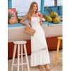 image:imageZESICA Womens Lace Strap Sleeveless Square Neck Smocked Flowy Maxi DressWhite