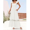 image:imageZESICA Womens Lace Strap Sleeveless Square Neck Smocked Flowy Maxi DressWhite