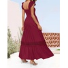 image:imageZESICA Womens Lace Strap Sleeveless Square Neck Smocked Flowy Maxi DressWine