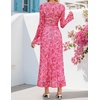 image:imageZESICA Womens Long Sleeve Floral Fall Bodycon Ruched Mesh Maxi Formal DressFloral Rose