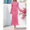 image:imageZESICA Womens Long Sleeve Floral Fall Bodycon Ruched Mesh Maxi Formal DressFloral Rose