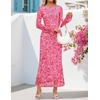 image:imageZESICA Womens Long Sleeve Floral Fall Bodycon Ruched Mesh Maxi Formal DressFloral Rose